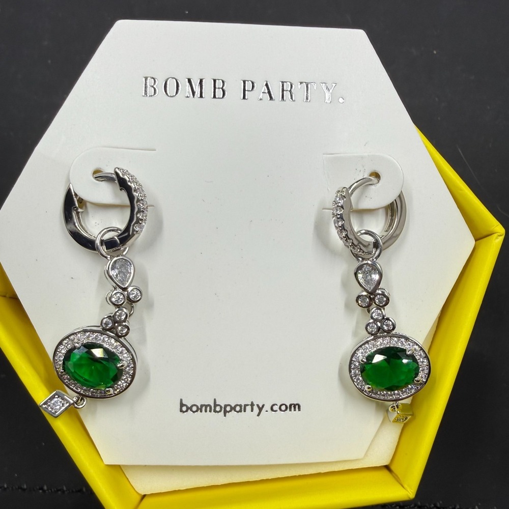 Bomb Party All My Dreams Lab Emerald‎ Drop Earrings RBP3401